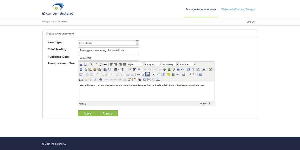 Okonomibistand - Remote Desktop Web Access 2008 & 2012 R2 - Create Announcement Okonomibistand - Remote Desktop Web Access 2008 & 2012 R2