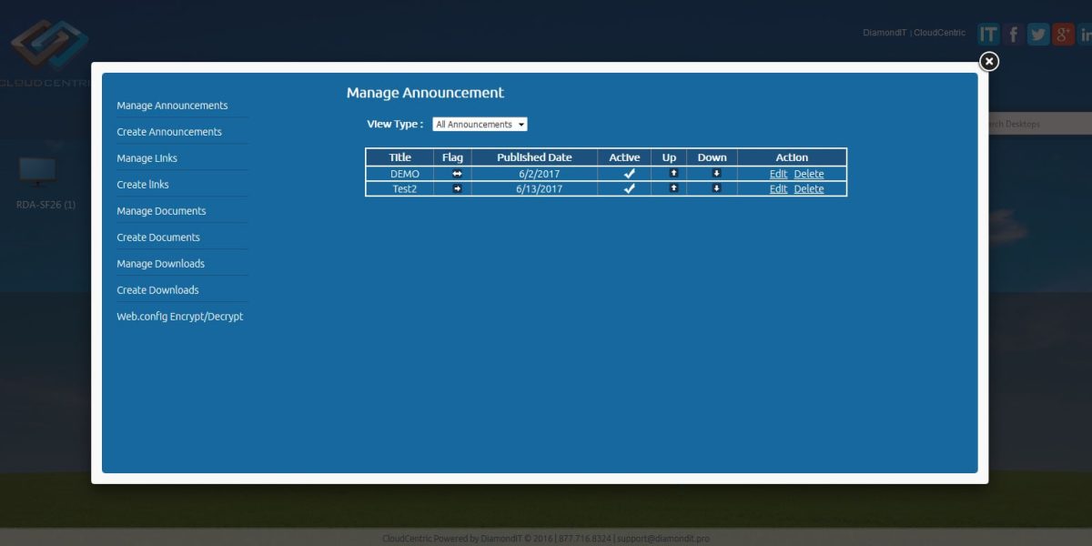 DiamondIT – Citrix StoreFront 3.11 Manage Announcement DiamondIT – Citrix StoreFront 3.11 Manage Announcement