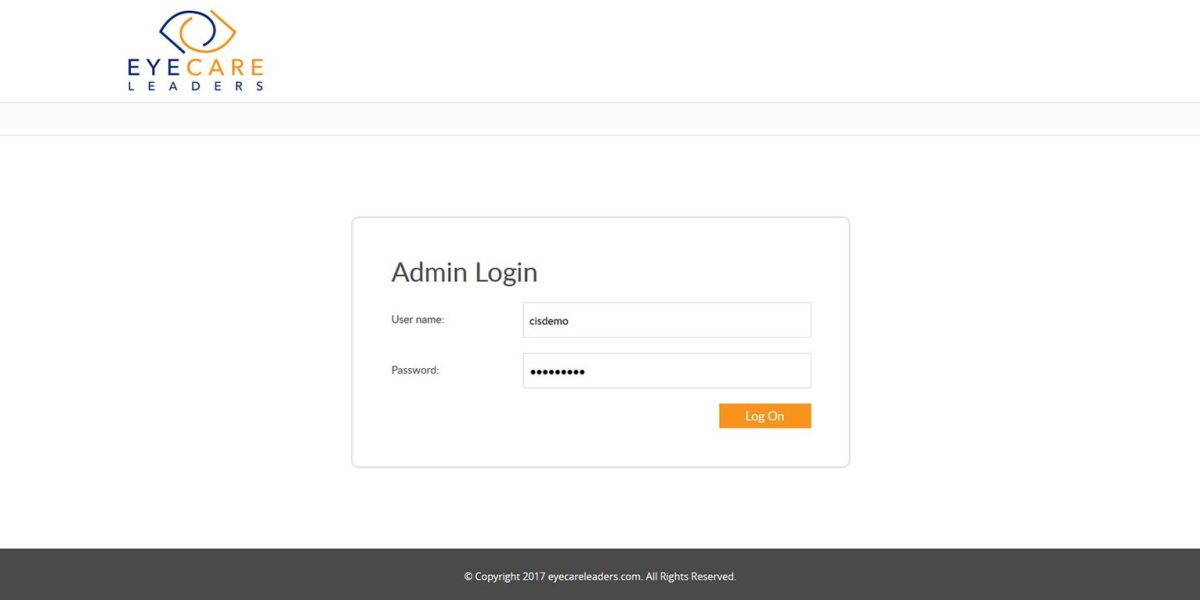 EYECARE LEADERS – Interface Admin Login EYECARE LEADERS – Interface Admin Login