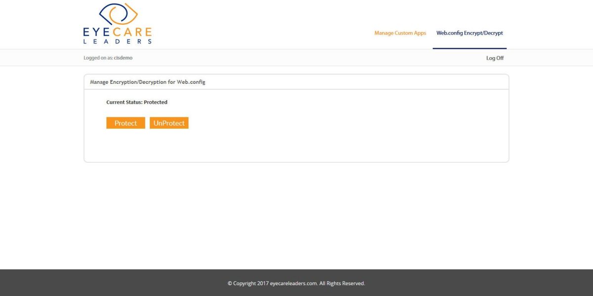 EYECARE LEADERS - Interface Admin Manage Encryption/Decryption EYECARE LEADERS - Interface Admin Manage Encryption/Decryption