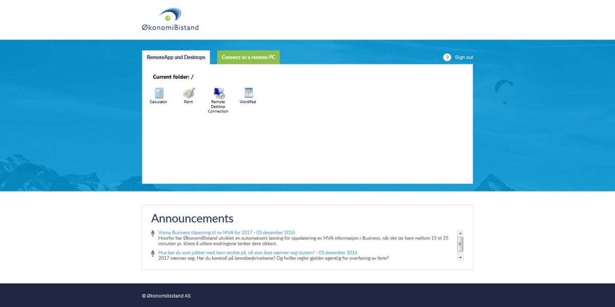Okonomibistand - Remote Desktop Web Access 2008 & 2012 R2 - Remote App Okonomibistand - Remote Desktop Web Access 2008 & 2012 R2