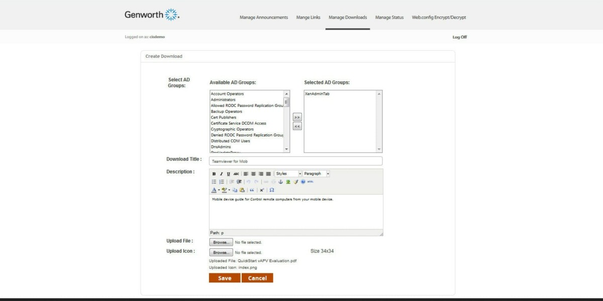 Genworth – Interface Admin Create Download