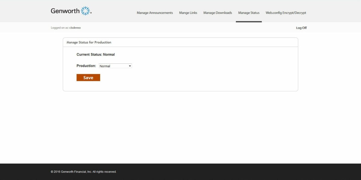 Genworth – Interface Admin Manage Status