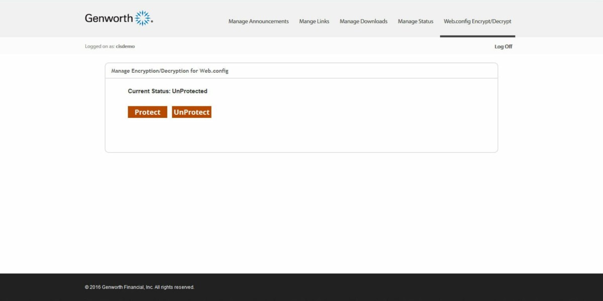 Genworth – Interface Admin Manage Encryption/Decryption