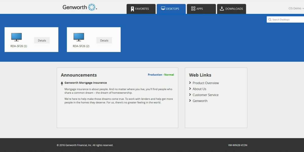 Genworth – Citrix StoreFront 3.6 Desktops