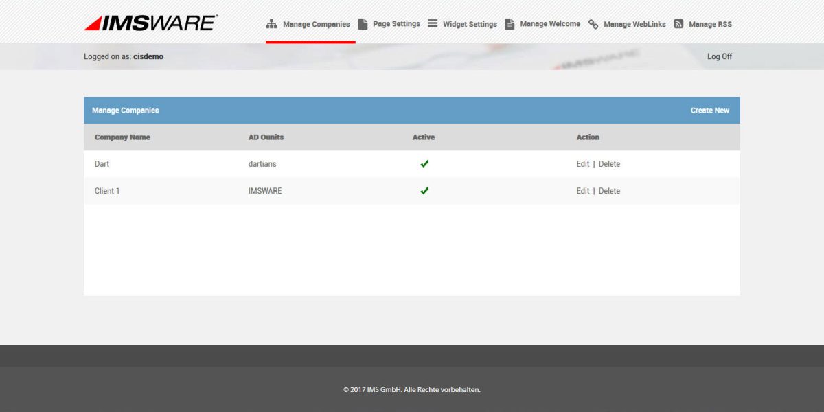 IMSWARE – Interface Admin Manage Companies IMSWARE – Interface Admin Manage Companies
