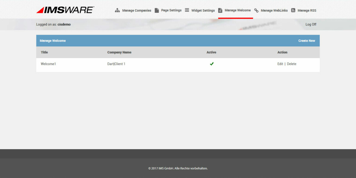 IMSWARE – Interface Admin Manage Welcome
