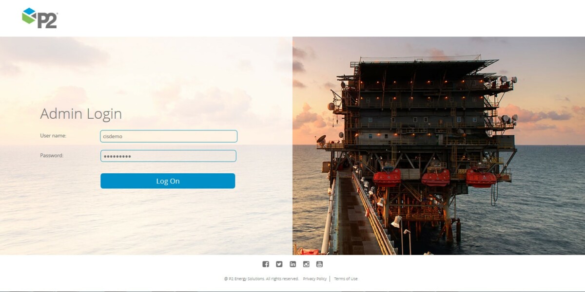 P2 Energy Solutions – Interface Admin Login P2 Energy Solutions – Interface Admin Login