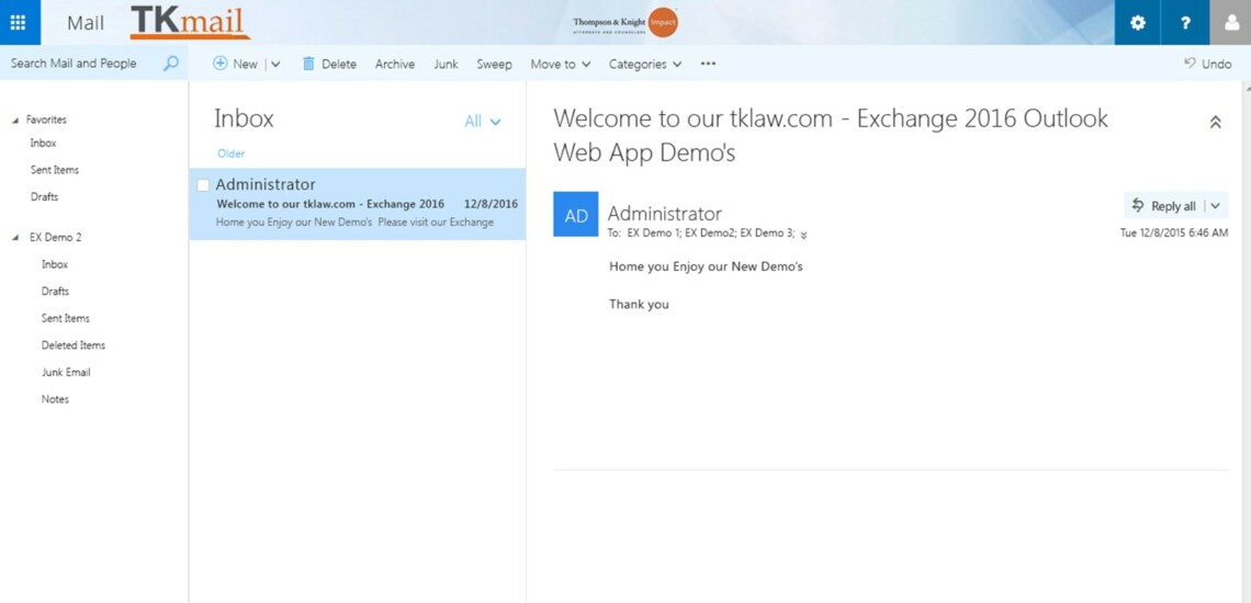 Thompson & Knight LLP – Outlook Web App 2016 After Login Thompson & Knight LLP – Outlook Web App 2016 After Login