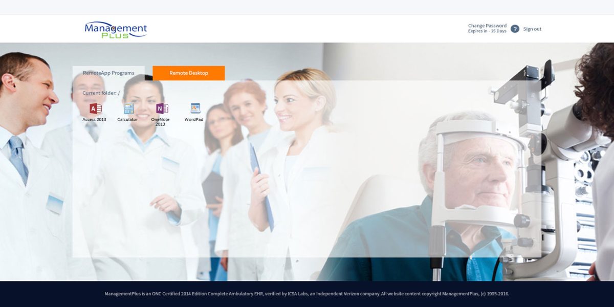 Management PLUS – RD Web Access 2012 R2 After Login