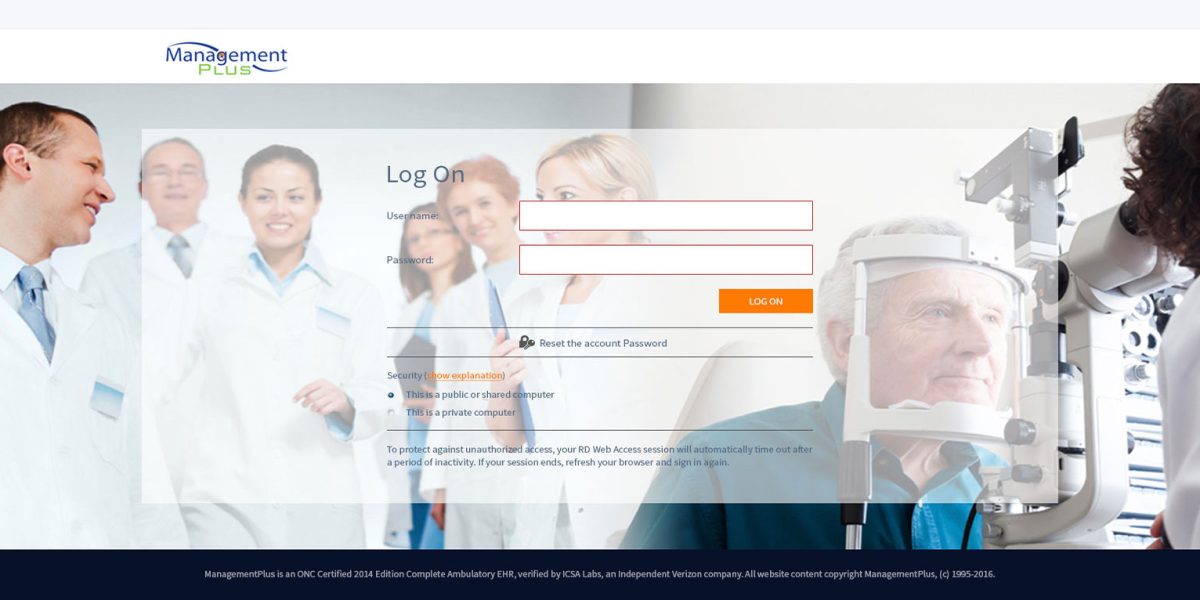 Management PLUS - RD Web Access 2012 R2 Login