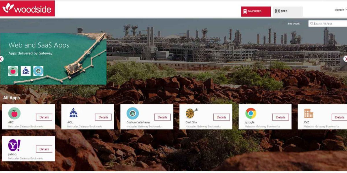Woodside NetScaler 12.0 After Login - Favourites Woodside NetScaler 12.0 After Login - Favourites