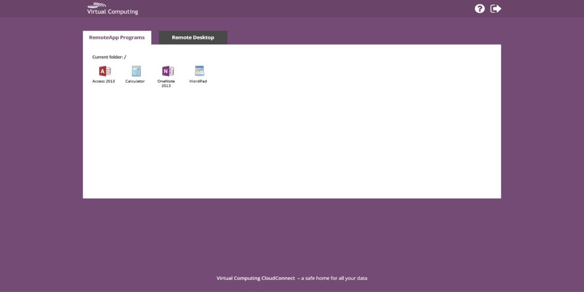 VirtualComputing - RD WEB 2016 Remote App Programs