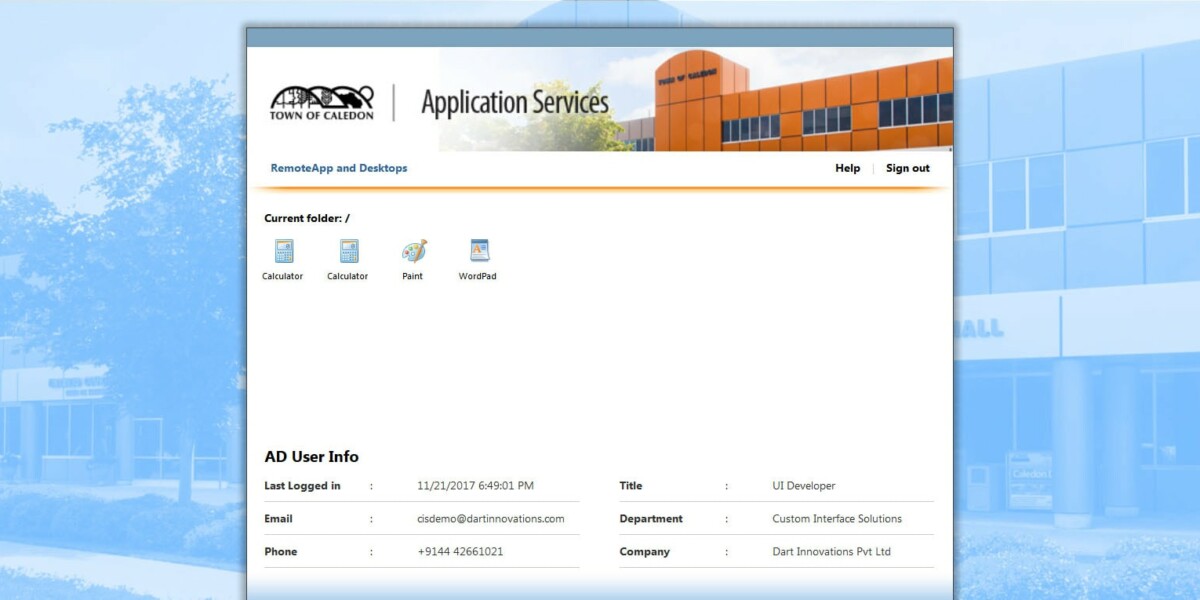 Town of Caledon - RD Web Access 2016 AfterLogin