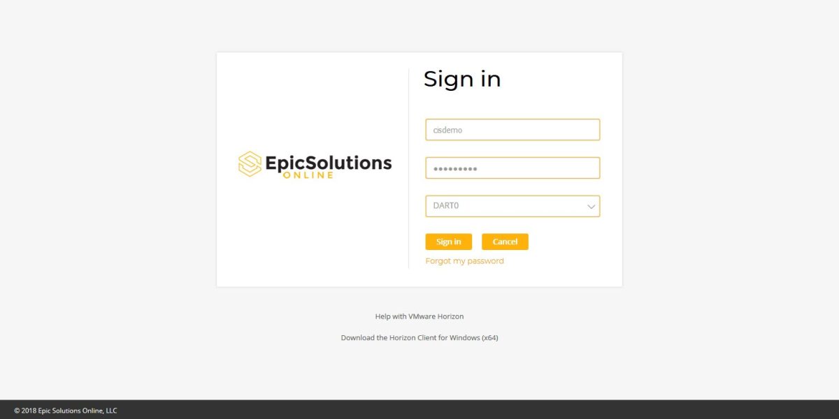 Epic - VMWare Horizon 7.4 - Login