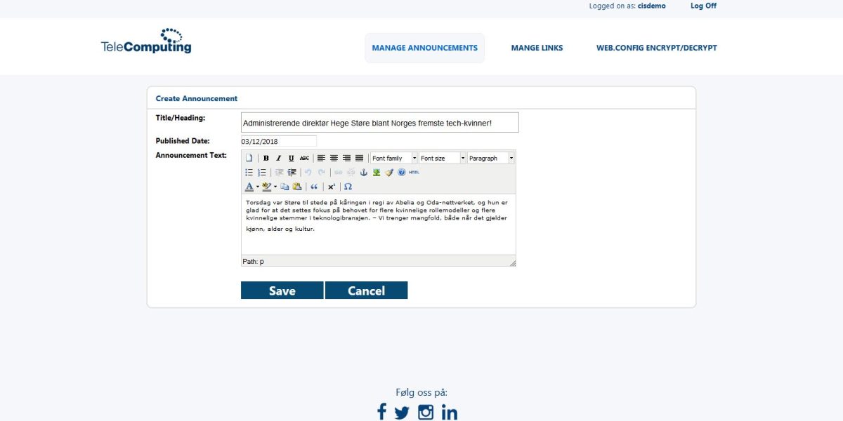 TeleComputing - Citrix Netscalar 12 - Create Annoucements