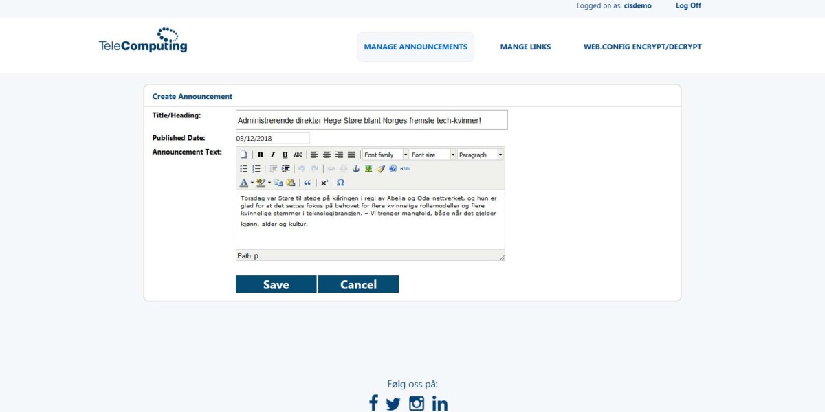 TeleComputing - Citrix Netscalar 12 - Create Annoucements
