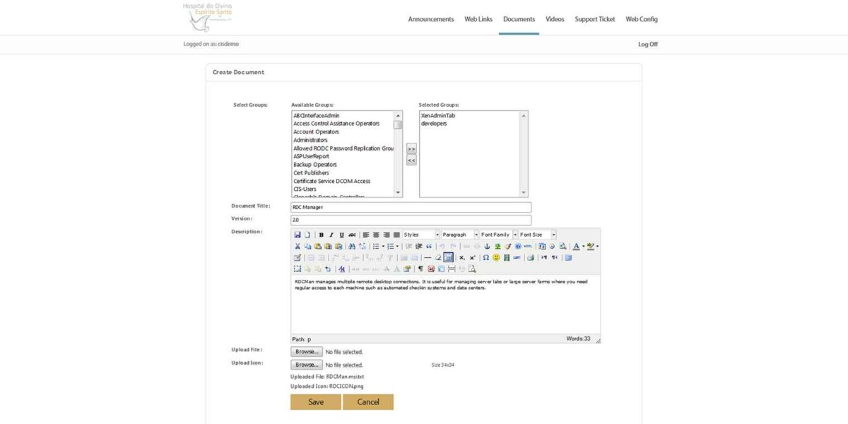HDES - MS RDWeb Access 2016 - Create Documents HDES_RDWeb_2016_Create_Documents