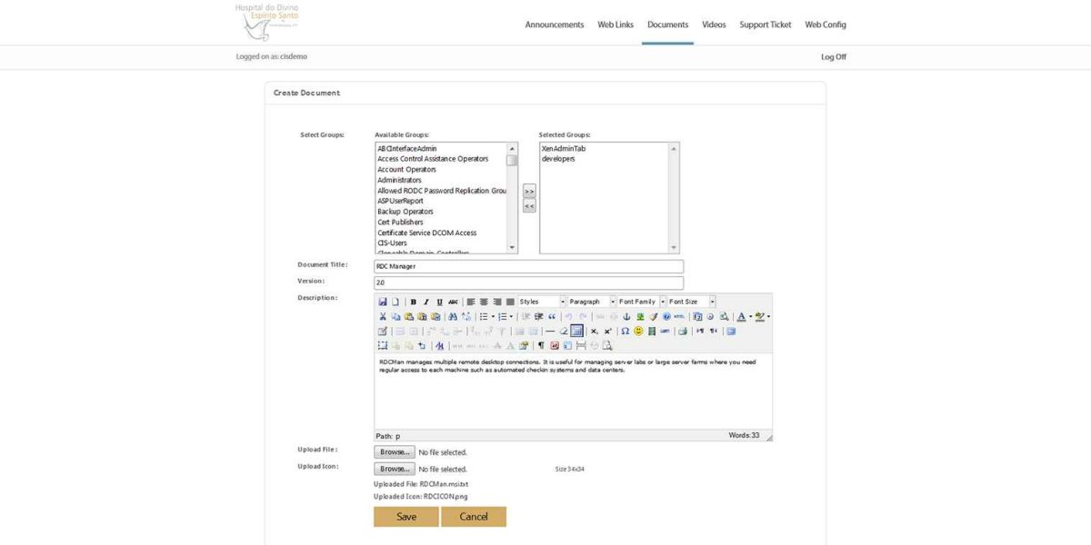 HDES - MS RDWeb Access 2016 - Create Documents HDES_RDWeb_2016_Create_Documents