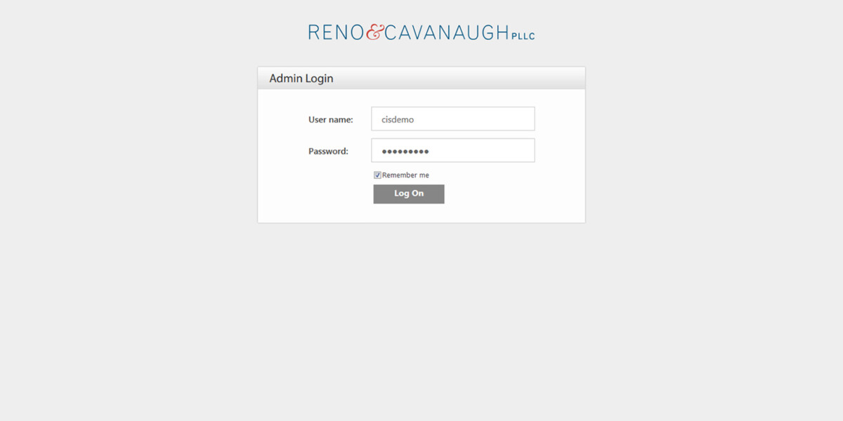 Reno & Cavanaugh – Interface Admin Login Reno & Cavanaugh – Interface Admin Login