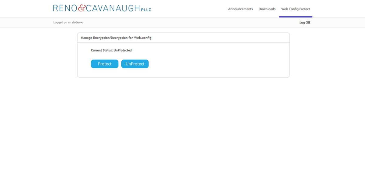 Reno & Cavanaugh – Interface Admin Manage Encryption/Decryption Reno & Cavanaugh – Interface Admin Manage Encryption/Decryption