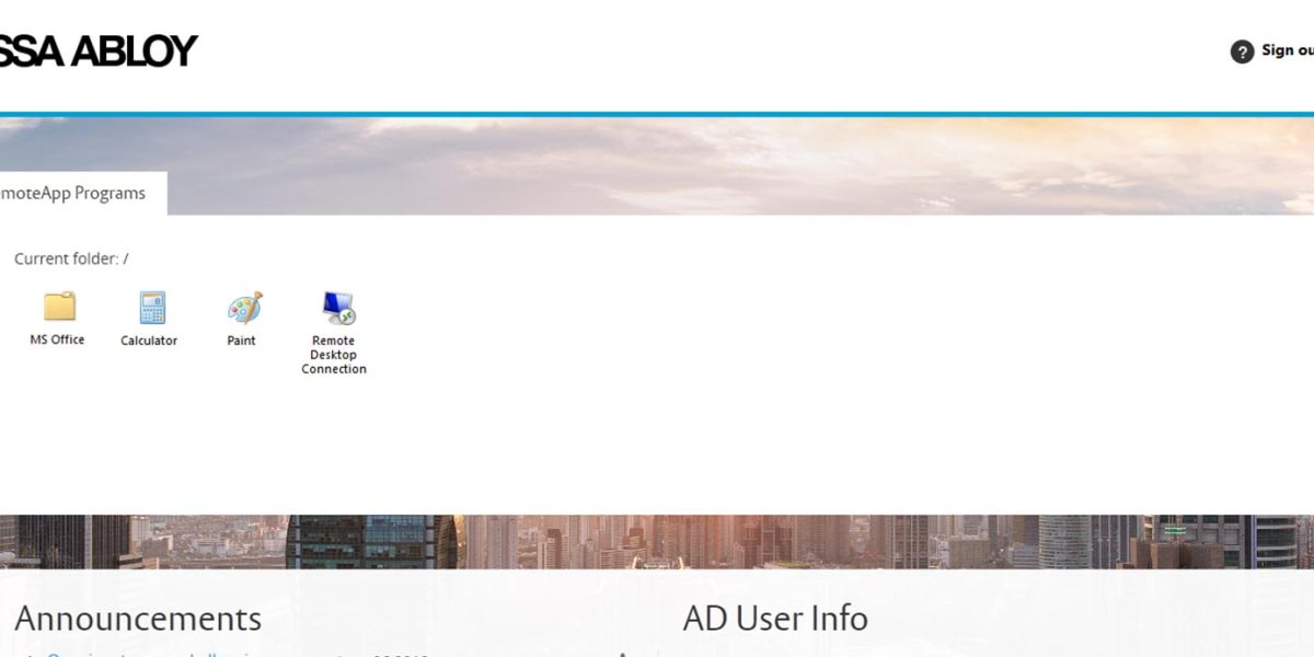 ASSA ABLOY Group - MS RDWeb Access 2012 After Login ASSA ABLOY Group - MS RDWeb Access 2012 After Login