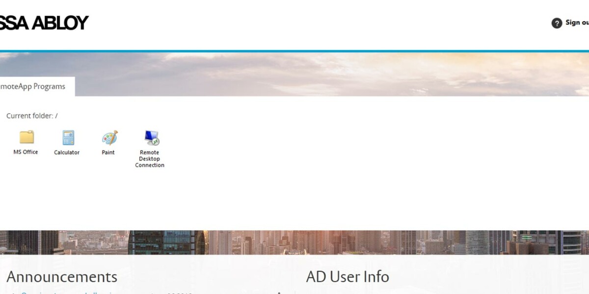 ASSA ABLOY Group - MS RDWeb Access 2012 After Login ASSA ABLOY Group - MS RDWeb Access 2012 After Login