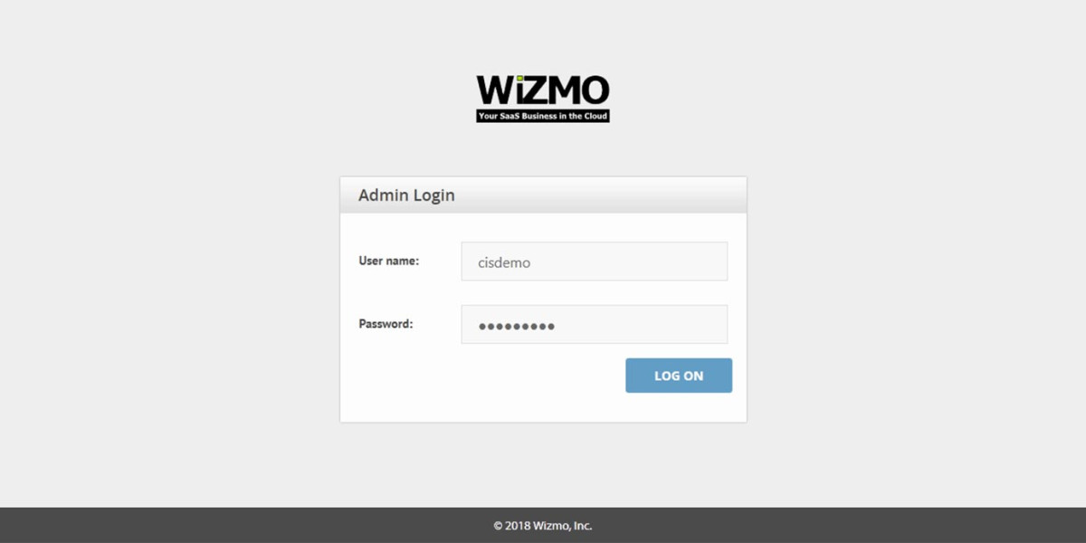 WIZMO Admin – Interface Admin Login