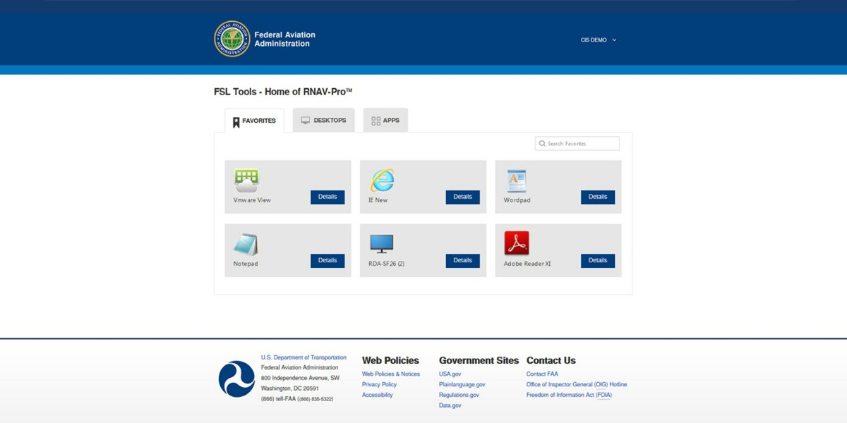 Federal Aviation Administration StoreFront 3.12 - Favourites Federal Aviation Administration StoreFront 3.12 - Favourites