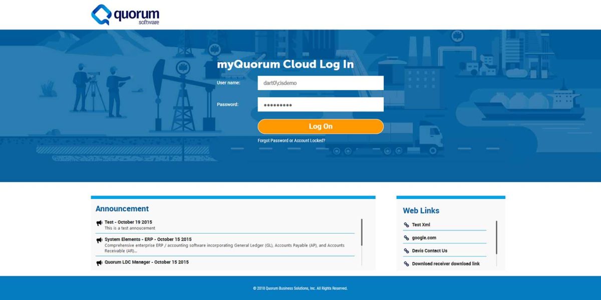 Quorum – Storefront - 3.12 - Login