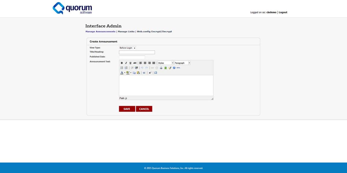 Quorum - Storefront -3.12 -
Create-Announcements