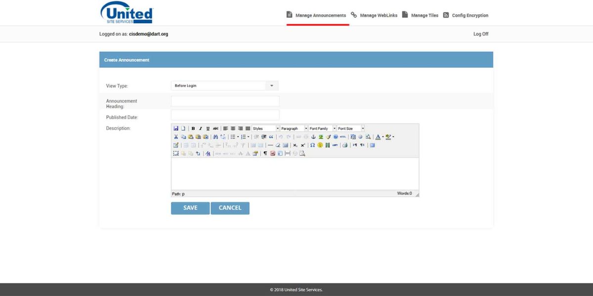 United Site Services - Citrix StoreFront 1903 - Create-Announcement
