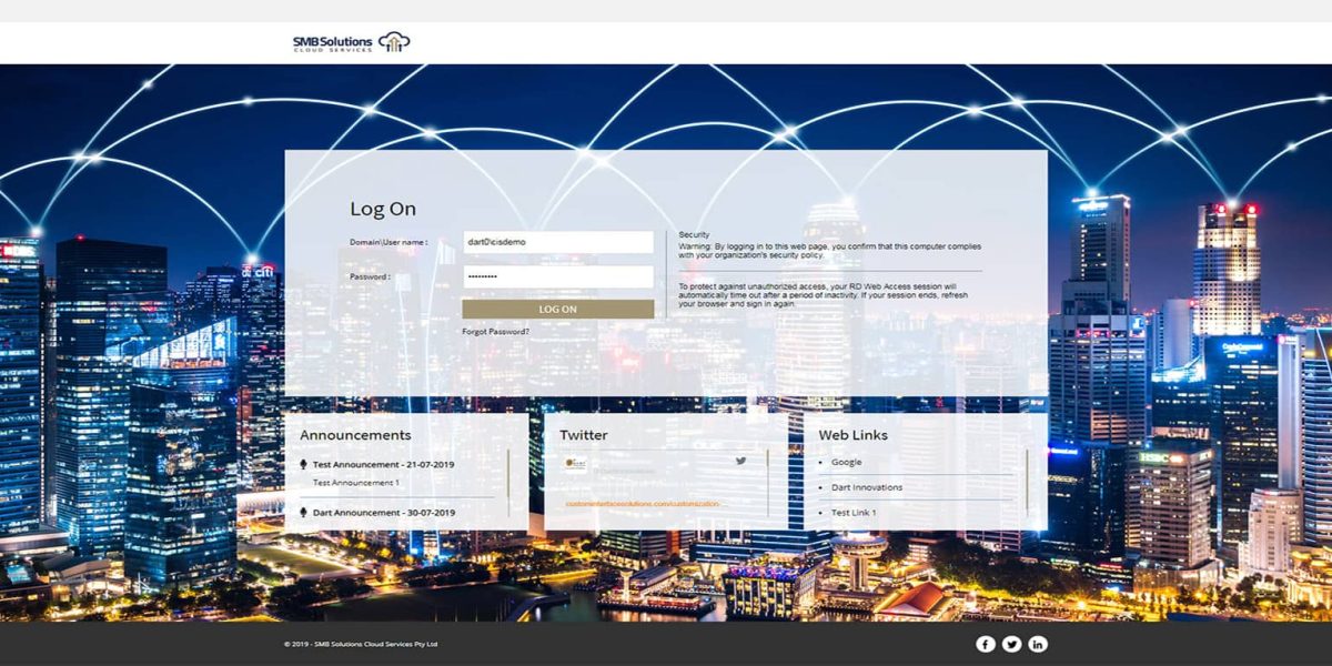 SMB Solutions - RDWeb - 2019 - Login