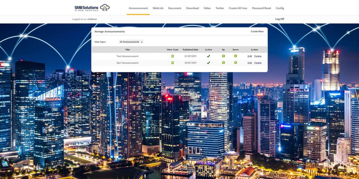 SMB Solutions - RDWeb - 2019 - Manage-Announcements