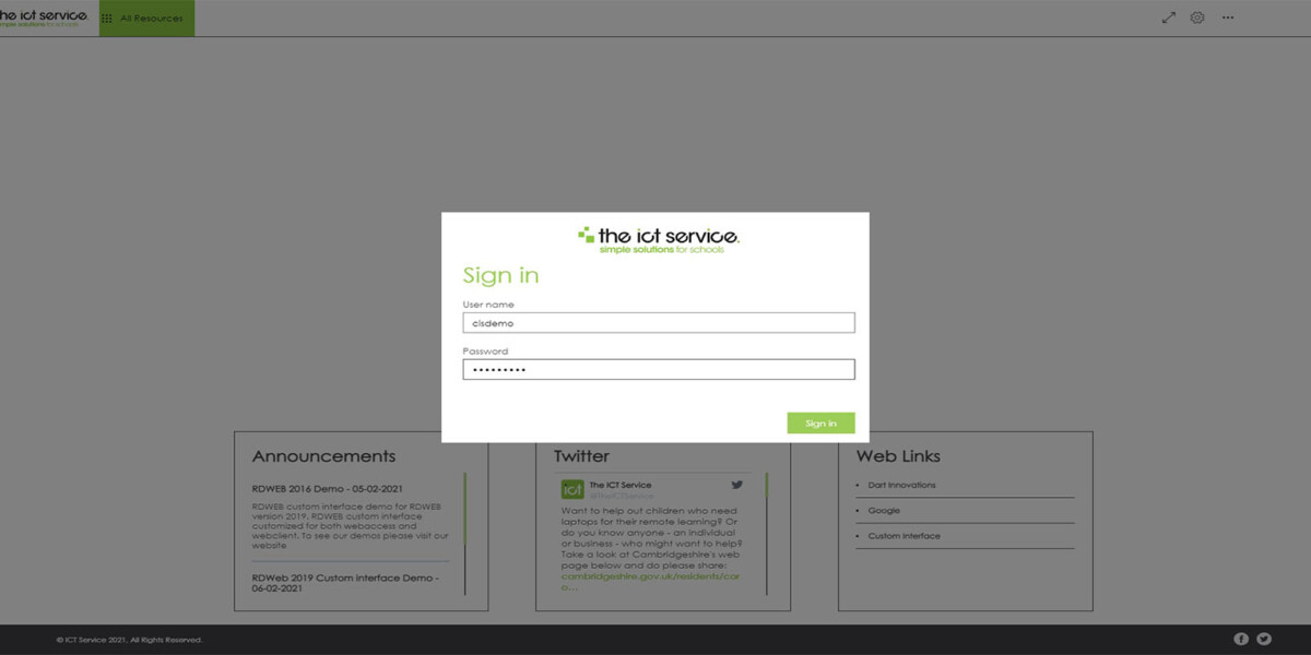 ICT Service - RD Web Client - Login