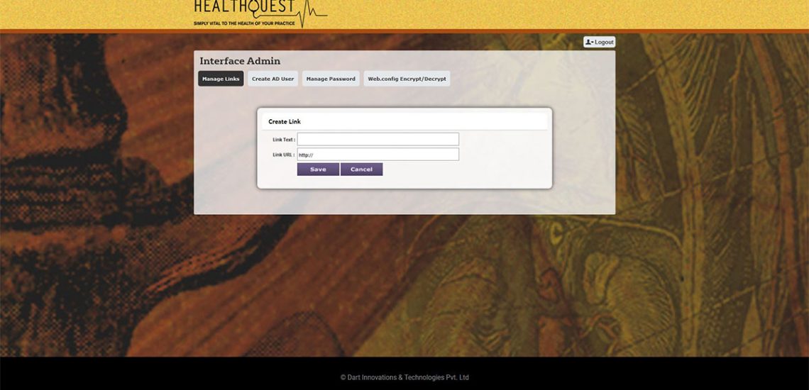 HealthQuest -RDWeb - 2019 - Interface Admin create link HealthQuest -RDWeb - 2019 - Interface Admin create link