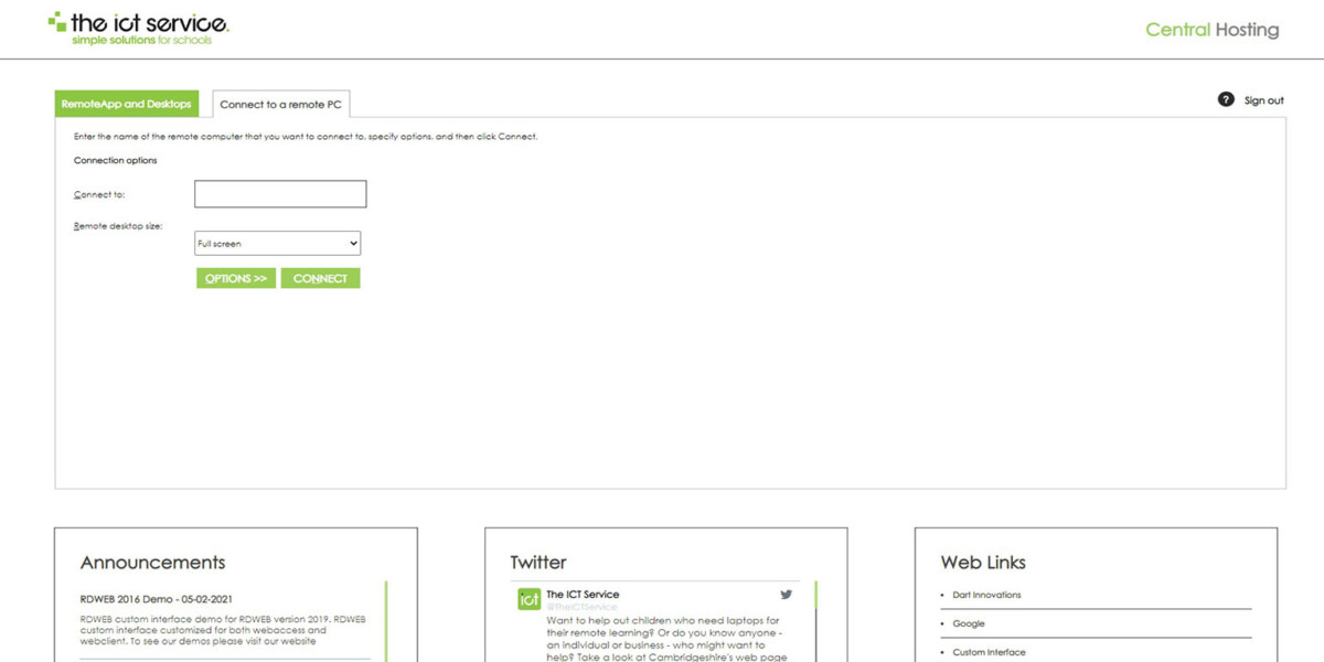 ICT Service - RD Web Access - Connect a RemotePC