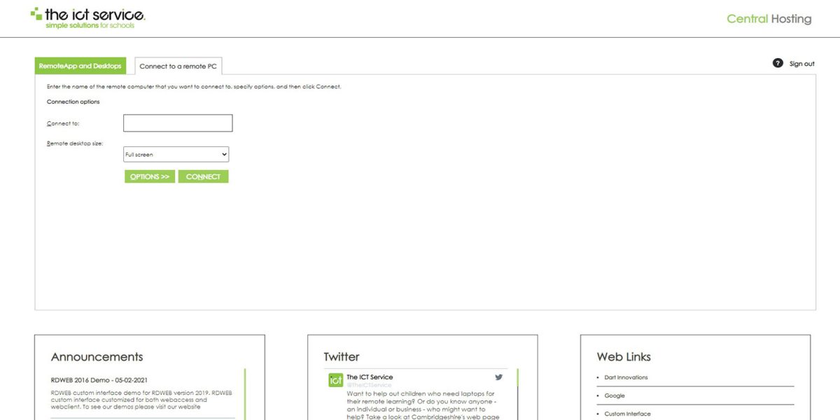 ICT Service - RD Web Access - Connect a RemotePC ICT Service - RD Web Access - Connect a RemotePC