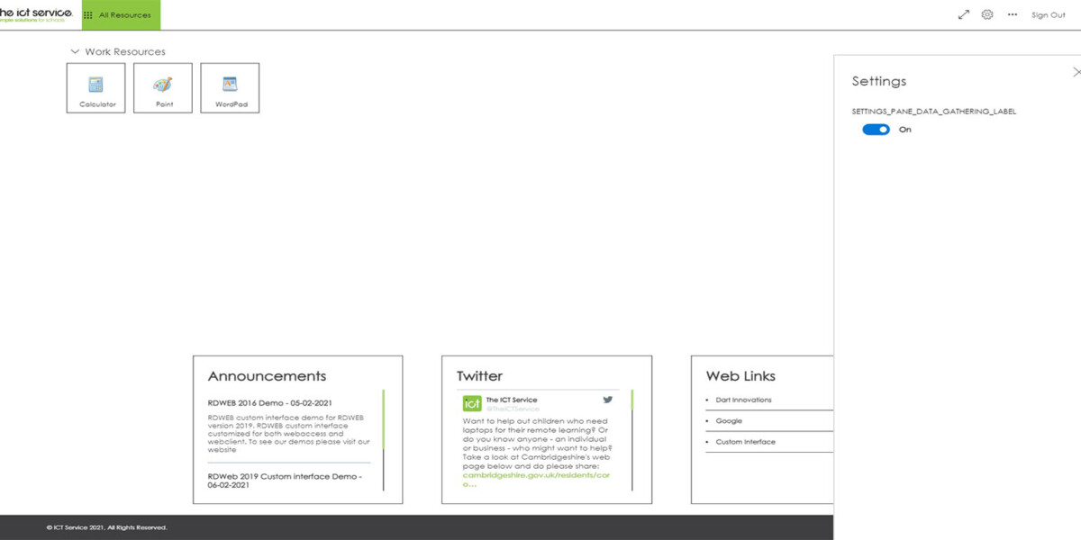 ICT Service - RD Web Client Settings