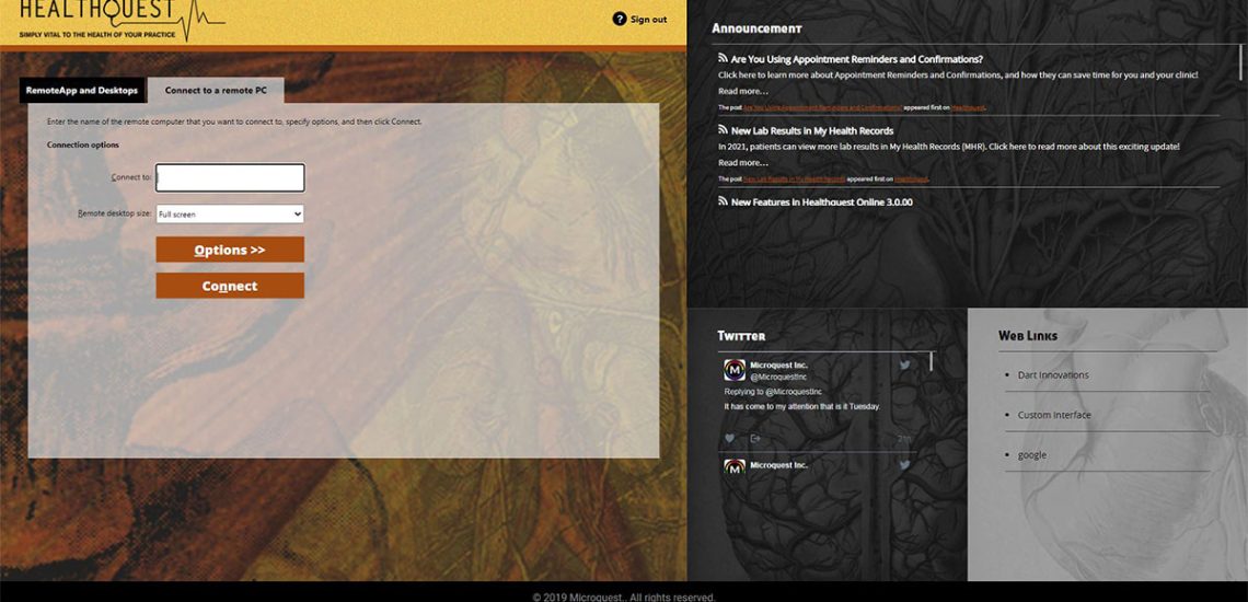 HealthQuest -RDWeb - 2019 - Connect to PC HealthQuest -RDWeb - 2019 - Connect to PC