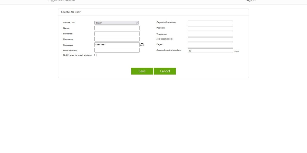 IAdmin – Create Active Directory User IAdmin – Create Active Directory User
