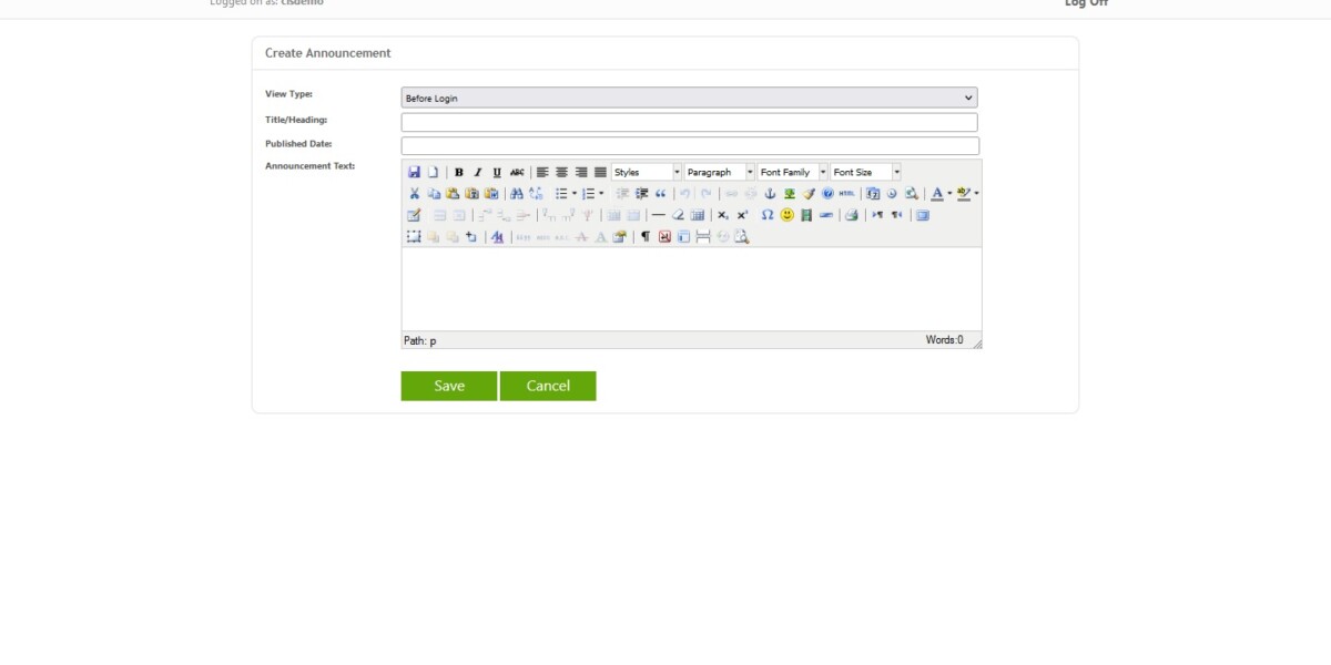 IAdmin – Create Announcements.