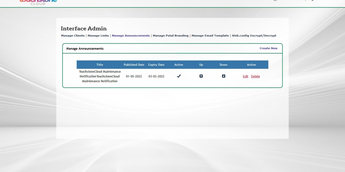 IAdmin – Manage Announcements IAdmin – Manage Announcements