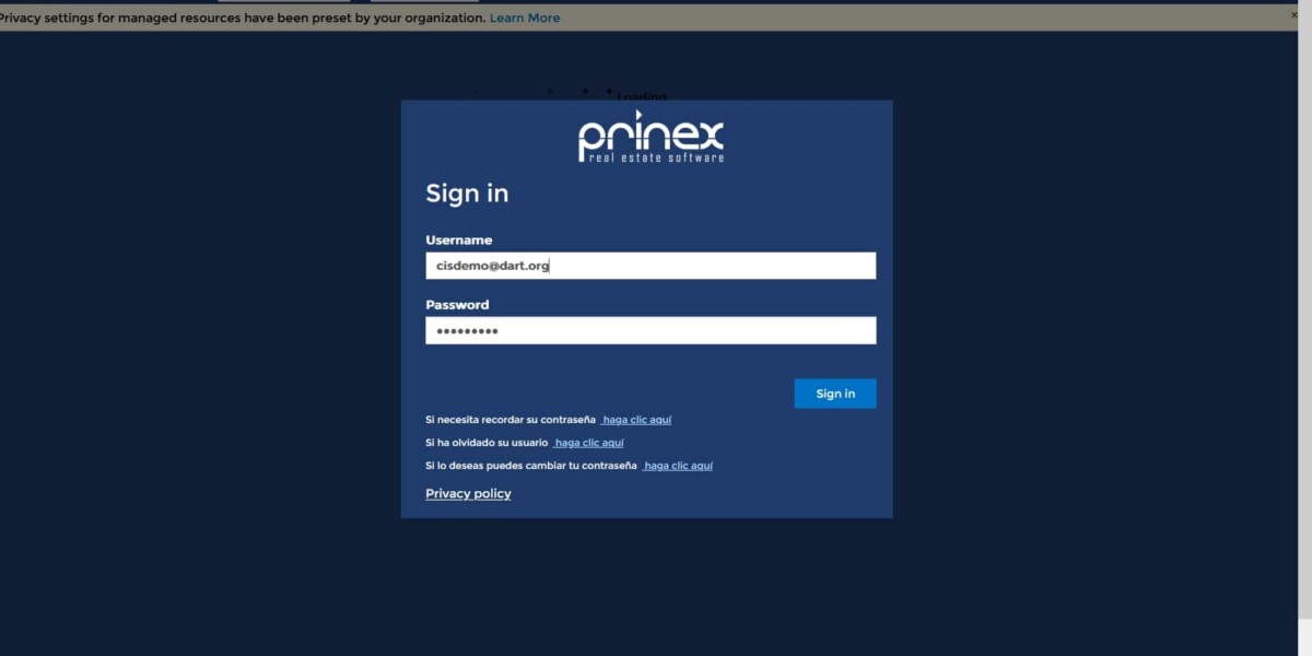 Prinex-RD-Web-Client-Login