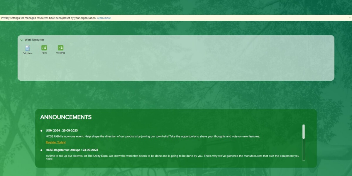 HCSS MS RD WebAccess After Login
