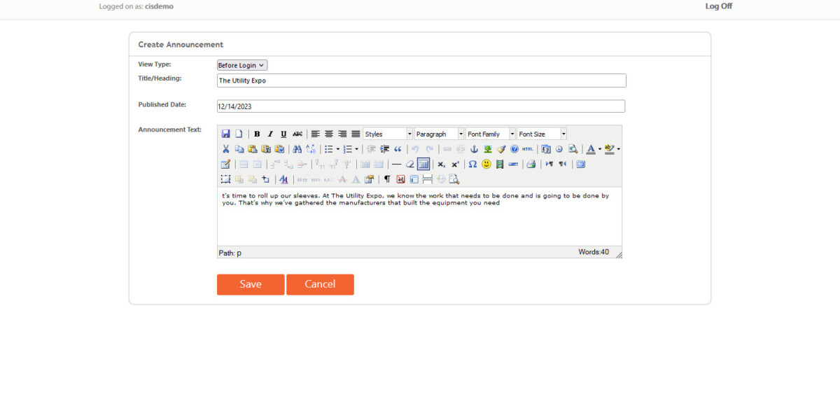 iadmin create announcement page iadmin create announcement page