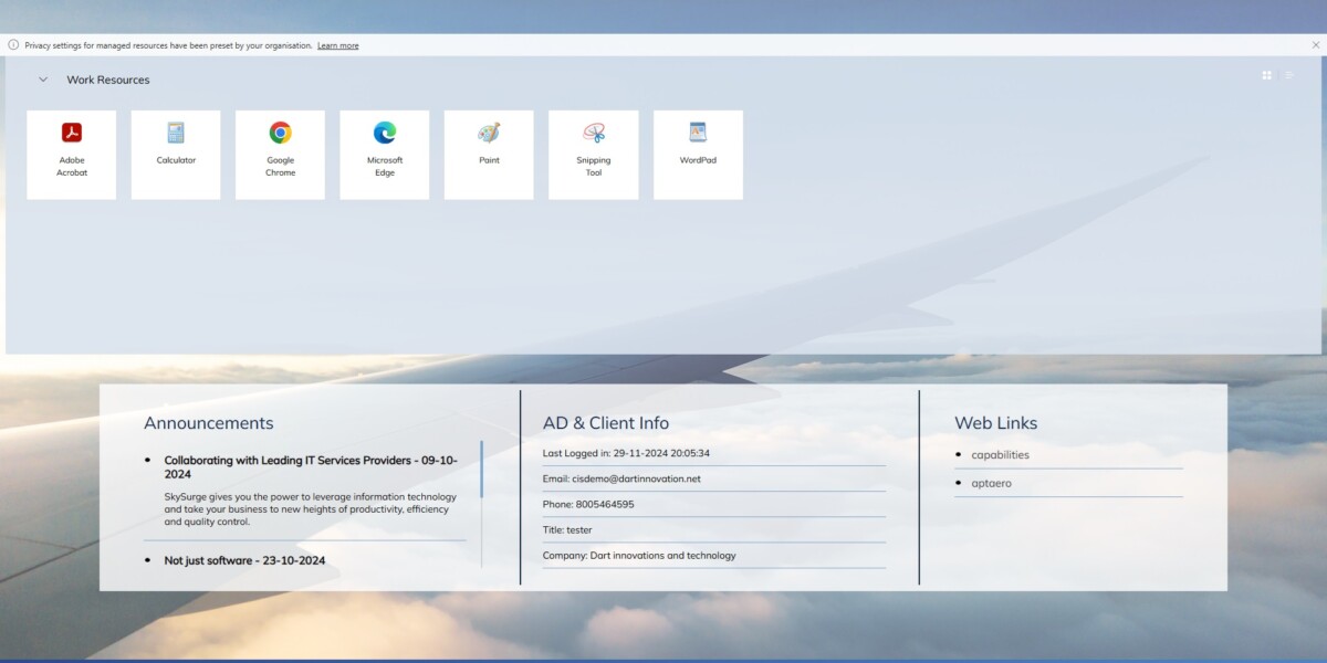 Aptaero – RDWeb Webclient 2022 After Login